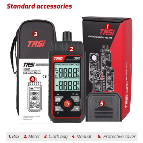 TASI TA621A Thermomètre à point de rosée numérique Jauge d'humidité de la température ambiante ST68931671-011