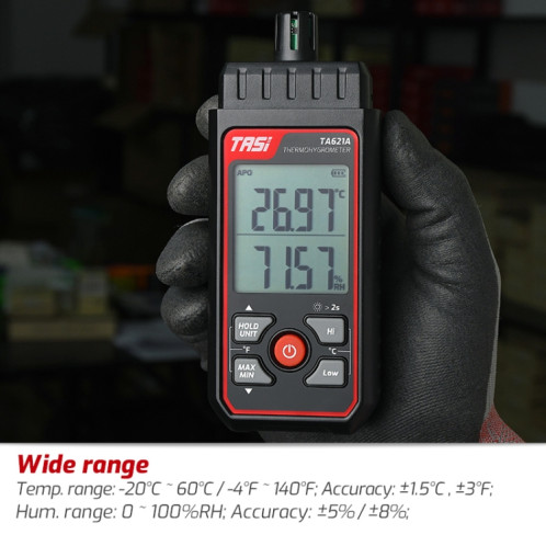 TASI TA621A Thermomètre à point de rosée numérique Jauge d'humidité de la température ambiante ST68931671-011