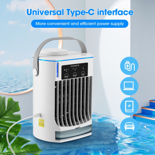CF008 Mini refroidisseur d'air de pulvérisation d'humidification domestique ventilateur de climatiseur portable enfichable USB (blanc) SH201A1281-017