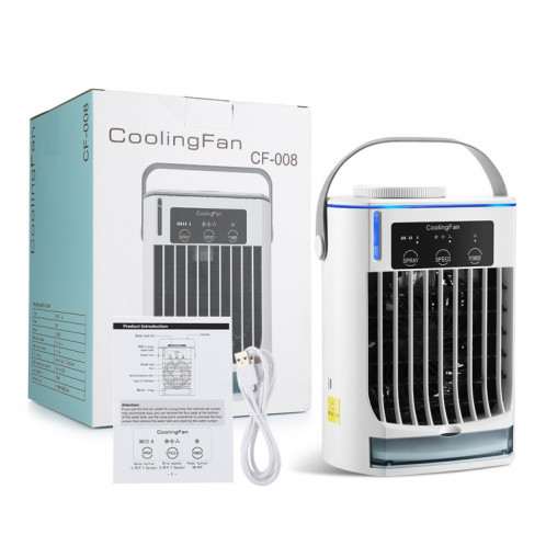 CF008 Mini refroidisseur d'air de pulvérisation d'humidification domestique ventilateur de climatiseur portable enfichable USB (blanc) SH201A1281-017