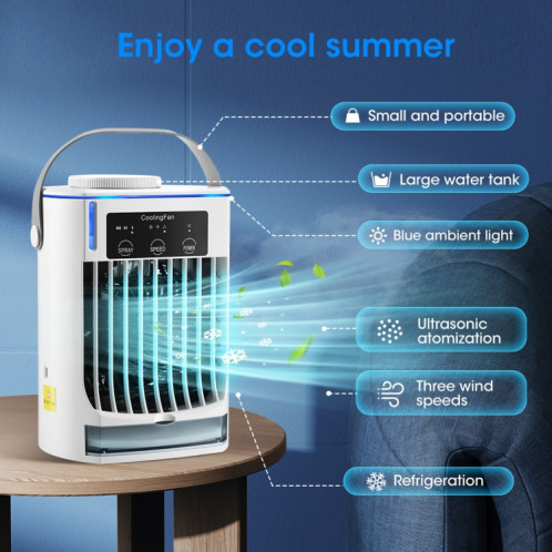 CF008 Mini refroidisseur d'air de pulvérisation d'humidification domestique ventilateur de climatiseur portable enfichable USB (blanc) SH201A1281-017