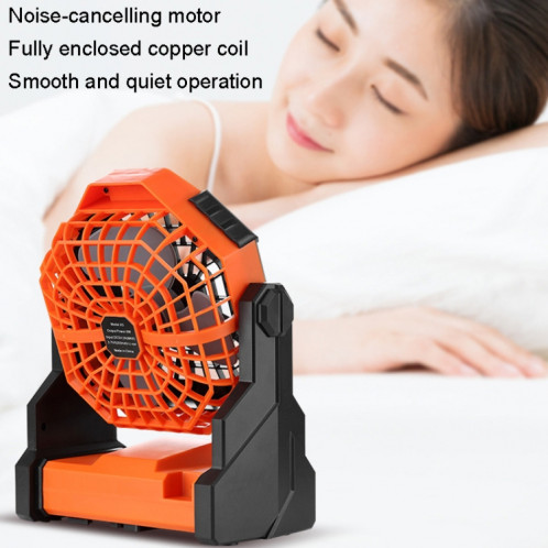 Grand ventilateur d'éclairage de camping portable à vitesse infiniment variable pour l'extérieur (noir orange) SH901A1731-013