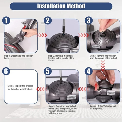 Pour aspirateur Dyson V10 / V11 100W tête d'aspiration à couple élevé roues V-Ball SH69601216-06
