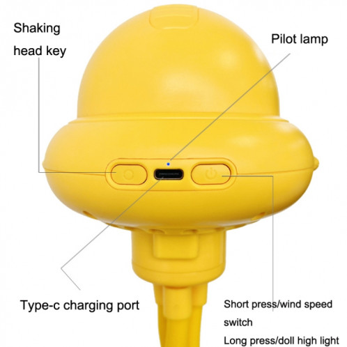 Shaking Head Poussette Fan Leafless Octopus Mute Portable Mini Fan Shaking Head Version (Jaune) SH0604469-010
