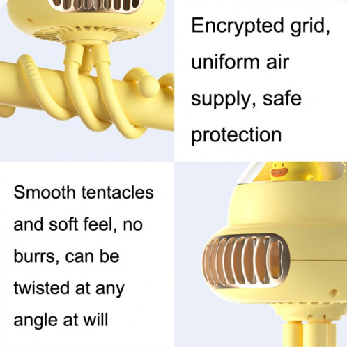 Shaking Head Poussette Fan Leafless Octopus Mute Portable Mini Fan Shaking Head Version (Jaune) SH0604469-010