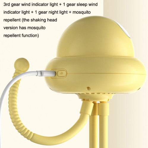 Shaking Head Poussette Fan Leafless Octopus Mute Portable Mini Fan Shaking Head Version (Blanc) SH0606372-010