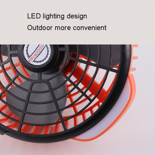 Camping en plein air Ventilateur de charge USB Ventilateur à tête pivotante avec trépied LED (Noir) SH001B139-011
