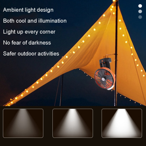 Camping en plein air Ventilateur de charge USB Ventilateur à tête pivotante avec trépied LED (Noir) SH001B139-011