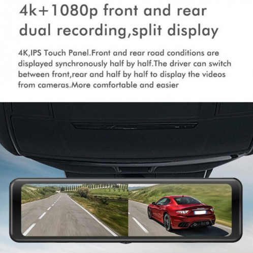 Anytek Q8 4K HD enregistreur de voiture grand écran Double enregistrement image de recul rétroviseur enregistreur de Vision nocturne SA702215-010