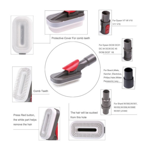 Pour Dyson V6 V7 V8 V9 Miele Aspirateur Brosse d'épilation pour animaux de compagnie, Spécification : Brosse avec adaptateur V6 SH2804246-09