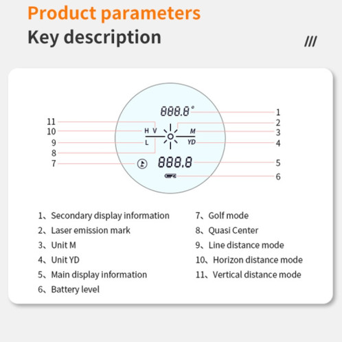 ARTBULL LS-650 Télémètre laser de golf extérieur 650 m télescope altimètre SA703273-014