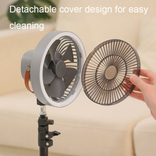 ZK-01 7 Pouces Camping En Plein Air LED Lumière Trépied Ventilateur Portable Multifonctionnel Power Bank Ventilateur Suspendu (Gris) SH601B1894-012