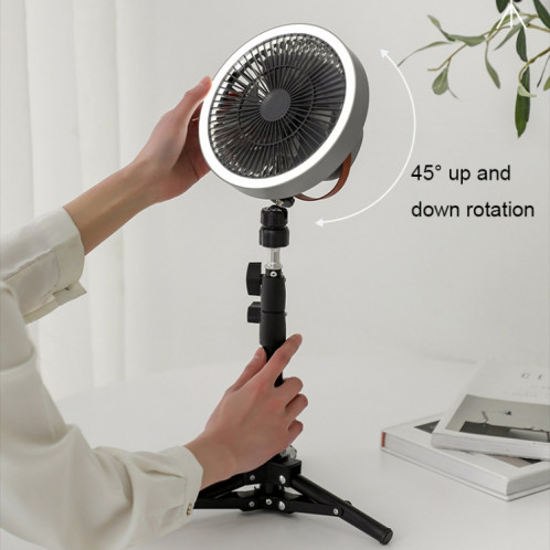 ZK-01 7 Pouces Camping En Plein Air LED Lumière Trépied Ventilateur Portable Multifonctionnel Power Bank Ventilateur Suspendu (Gris) SH601B1894-012