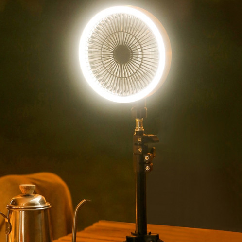 ZK-01 7 Pouces Camping En Plein Air LED Lumière Trépied Ventilateur Portable Multifonctionnel Power Bank Ventilateur Suspendu (Gris) SH601B1894-012