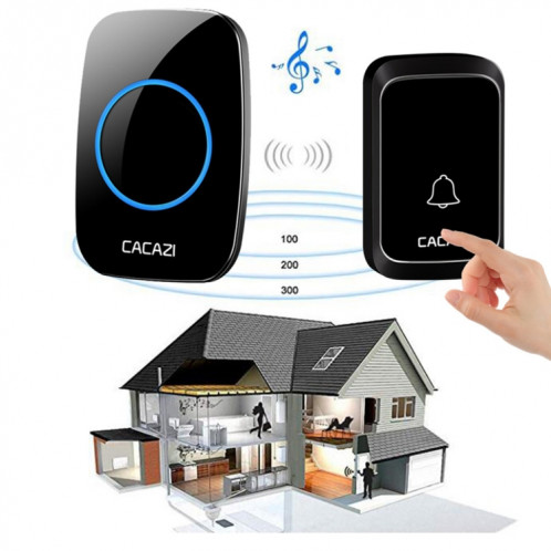 CACAZI A06-DC 1 à 1 Type de batterie Smart Home Sonnette de musique étanche sans fil (Blanc) SC101B733-011