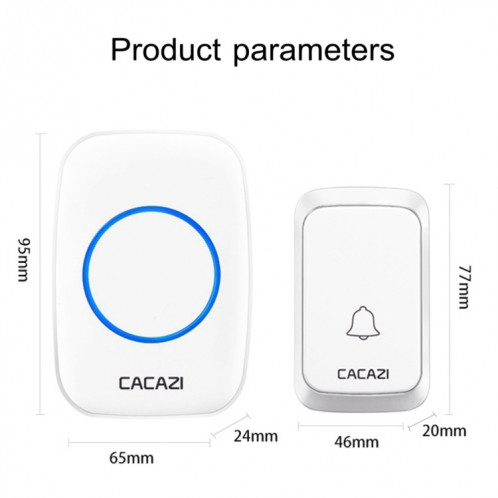 CACAZI A06-DC 1 à 1 Type de batterie Smart Home Sonnette de musique étanche sans fil (Blanc) SC101B733-011