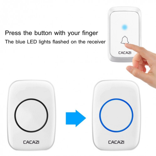 CACAZI A06-DC 1 à 1 Type de batterie Smart Home Sonnette de musique étanche sans fil (Blanc) SC101B733-011