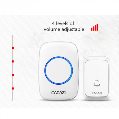 CACAZI A06-DC 1 à 1 Type de batterie Smart Home Sonnette de musique étanche sans fil (Blanc) SC101B733-011