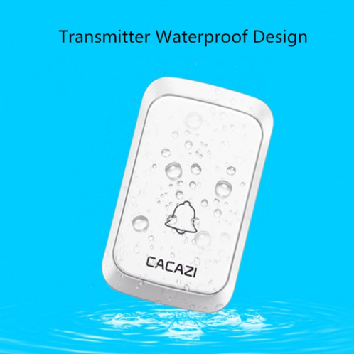 CACAZI A06-DC 1 à 1 Type de batterie Smart Home Sonnette de musique étanche sans fil (Blanc) SC101B733-011