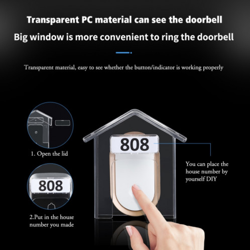 Housse étanche pour sonnette sans fil pour sonnette extérieure, étui de protection contre la pluie transparent (E30) SH001A773-010