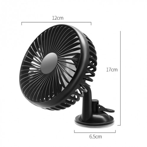 SUITU Mini ventilateur de voiture 12 V/24 V charge USB ventilateur à tête unique ventilateur de refroidissement à 360 degrés, style : modèle à ventouse SS7601351-09