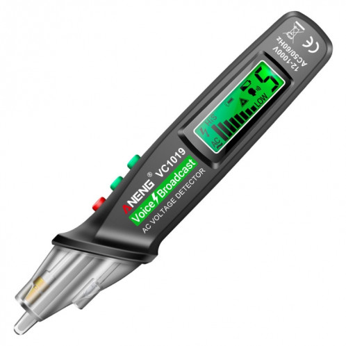 ANENG VC1019 stylo électrique à induction sans contact stylo de test vocal de point d'arrêt de détection de ligne de haute précision (noir) SA701A321-012