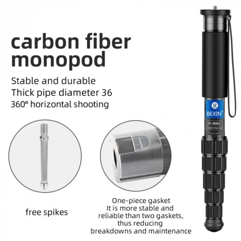 BEXIN P335CF-S monopode en Fiber de carbone voyage tir téléphone Mobile support de Selfie en direct monopode Portable rétractable SB47011055-015