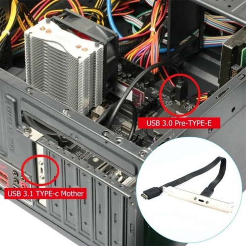 Connecteur USB 3.1 Type-E vers USB-C/Type-C, en-tête du panneau avant, support à profil bas de 0,3 m SH51031093-06