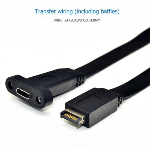 Connecteur USB 3.1 Type-E vers USB-C/Type-C, en-tête du panneau avant, support à profil bas de 0,5 m SH51041337-06