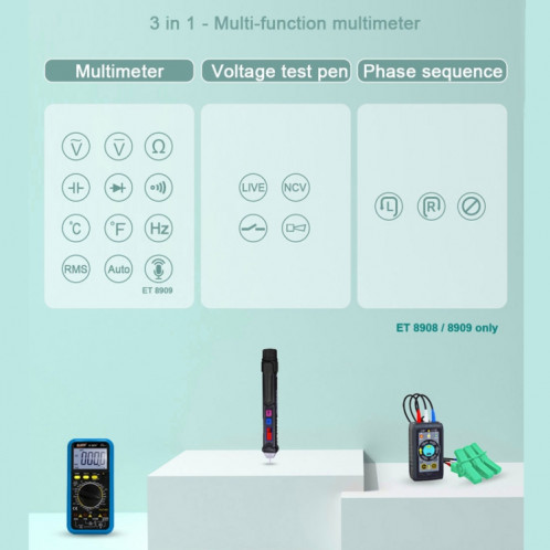 WinAPEX ET8908 Multimètre numérique Stylo de test de tension Testeur de capacité Diode NVC Testeur SW2802999-014