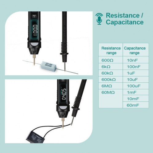 WinAPEX ET8908 Multimètre numérique Stylo de test de tension Testeur de capacité Diode NVC Testeur SW2802999-014