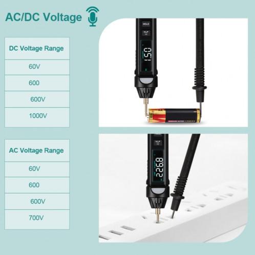 WinAPEX ET8908 Multimètre numérique Stylo de test de tension Testeur de capacité Diode NVC Testeur SW2802999-014