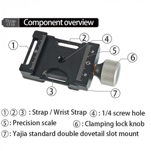BEXIN QJ-05 Caméra Bandoulière Clamp Quick Release Plate Clamp Rotule Adaptateur SB7476604-08