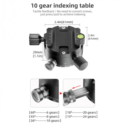 Tête de trépied BEXIN GH-720A Tête panoramique rotative à 720 degrés SB7505407-013