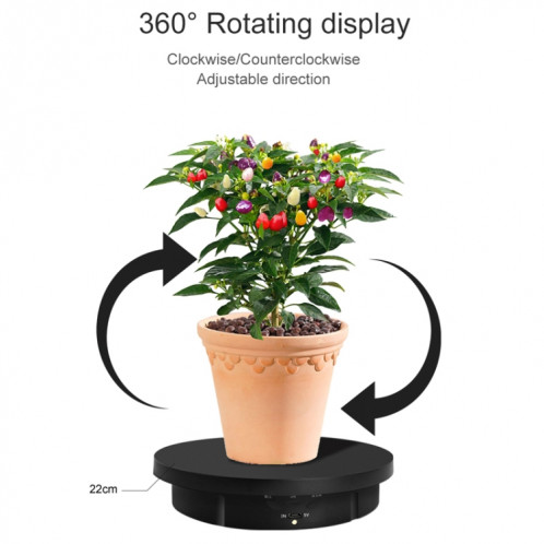 Présentoir de prise de vue en direct de bijoux rotatifs de plateau tournant de charge 2 en 1, couleur: bouton noir SH38011010-010