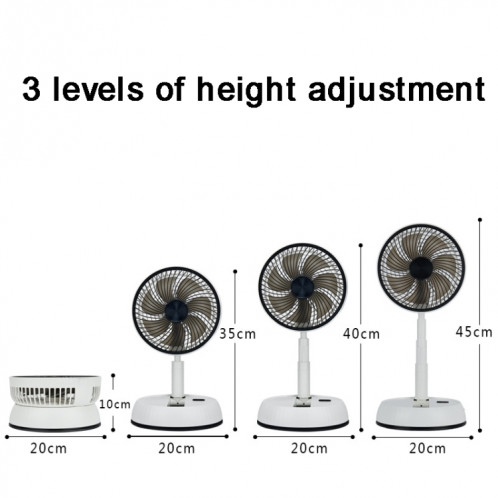 Le ventilateur télescopique pliable portable de 8 pouces peut secouer la tête avec minuterie et télécommande (blanc 6000 mAh) SH001A184-08