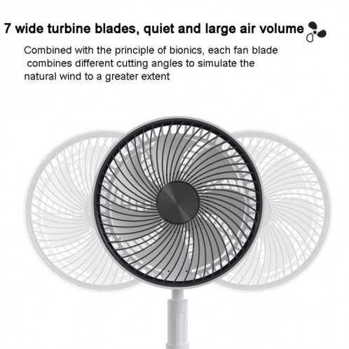 Le ventilateur télescopique pliable portable de 8 pouces peut secouer la tête avec minuterie et télécommande (blanc 6000 mAh) SH001A184-08