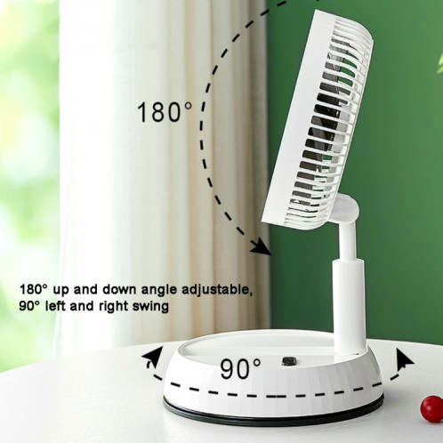 Le ventilateur télescopique pliable portable de 8 pouces peut secouer la tête avec minuterie et télécommande (blanc 6000 mAh) SH001A184-08