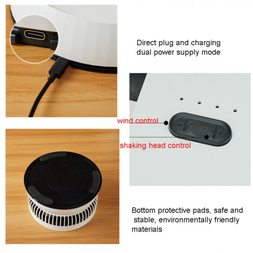 Le ventilateur télescopique pliable portable de 8 pouces peut secouer la tête avec minuterie et télécommande (blanc 6000 mAh) SH001A184-08