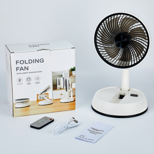 Le ventilateur télescopique pliable portable de 8 pouces peut secouer la tête avec minuterie et télécommande (blanc 6000 mAh) SH001A184-08