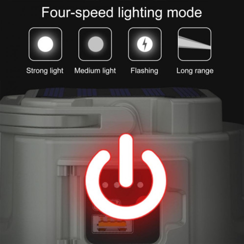 C52 Lampe de camping solaire multifonctionnelle Zoomable Lampe de tente étanche avec sortie USB (Blanc) SH701A118-010