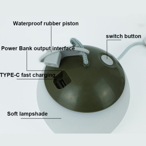 Lanterne de camping rétro rechargeable Haning Hook Night Light (vert) SH401C726-09