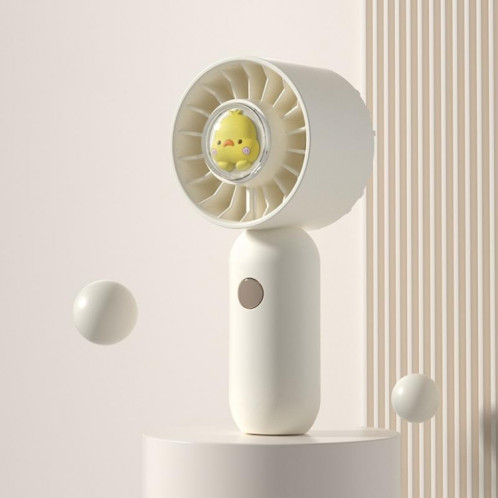 La main tient un petit ventilateur de poche portable, style : canard blanc. SH41041399-010