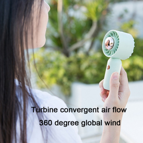 La main tient un petit ventilateur portable Mini ventilateur de poche, style : version de placage vert. SH4107828-010