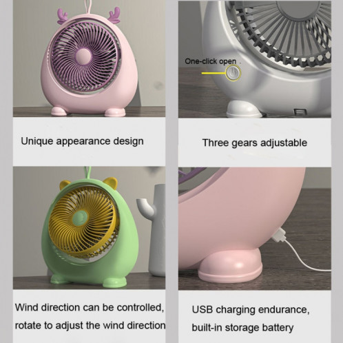 Ventilateur électrique de bureau d'oreille d'animal portatif de dortoir, modèle : Version directement insérée blanche SH8404618-09