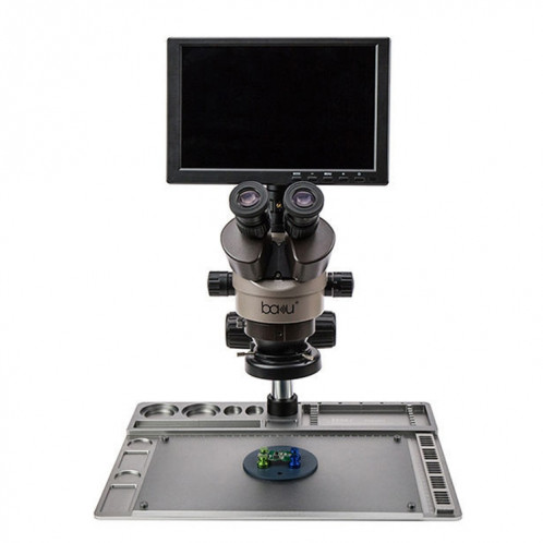BAKU BA-011 Microscope électronique binomial Évaluation de bijoux Réparation de téléphone portable avec plate-forme de réparation de patch PCB (prise UE 220V) SB001A1508-011