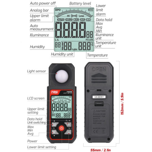 TASI TA631A 200 000 LUX Illuminating Meter Bright Test Instrument Brightness Light Meter ST46011730-010