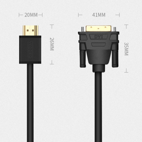 VEGGIEG HDMI vers DVI Computer TV HD Monitor Converter Cable Can Interchangeable, Longueur: 12m SV75081279-010