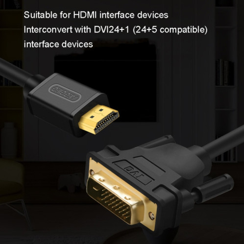 VEGGIEG HDMI vers DVI Computer TV HD Monitor Converter Cable Can Interchangeable, Longueur: 10m SV7507934-010