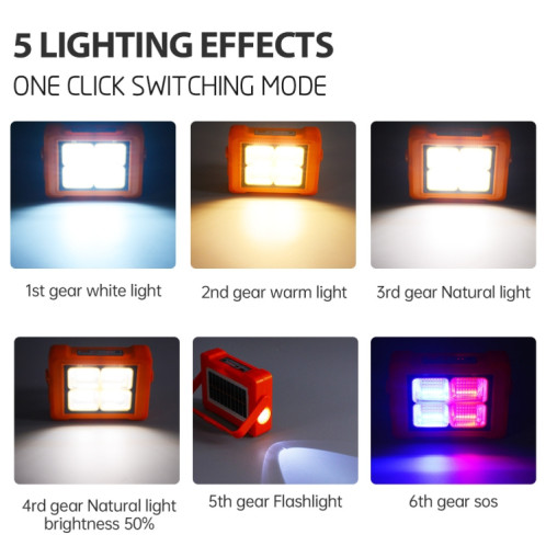 Projecteur solaire Lampe de poche portable Lampe de travail d'urgence (Orange) SH301A390-011